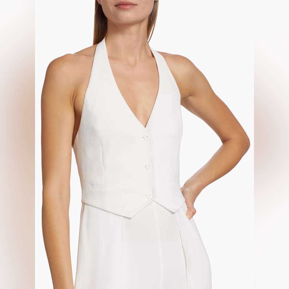 Alice + Olivia Robin Mixed-Media Halterneck Jumpsuit - Picture 6 of 11